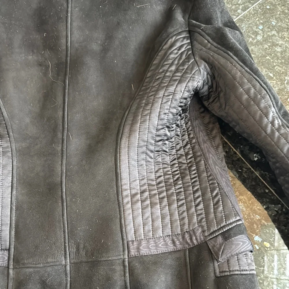 Roberto Cavalli Shearling Suede Black Fox Fur-Trimmed Women's Coat Size 48 - Picture 12 of 13